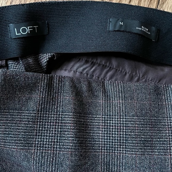 EUC LOFT brown plaid slim fit pants size 14 - Picture 5 of 14